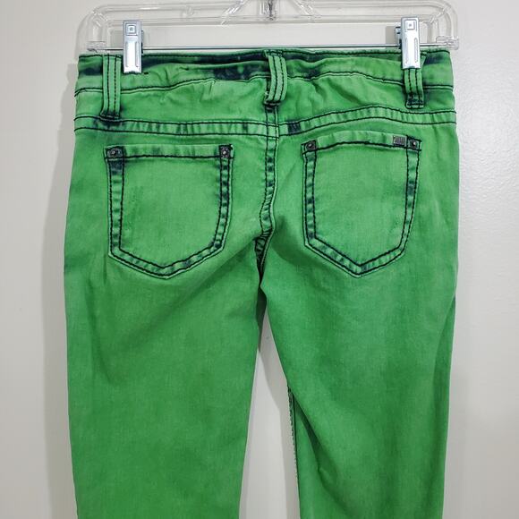 Zana Di Juniors Jeans Lime Green Acid Wash Skinny Size 5 - Picture 8 of 15